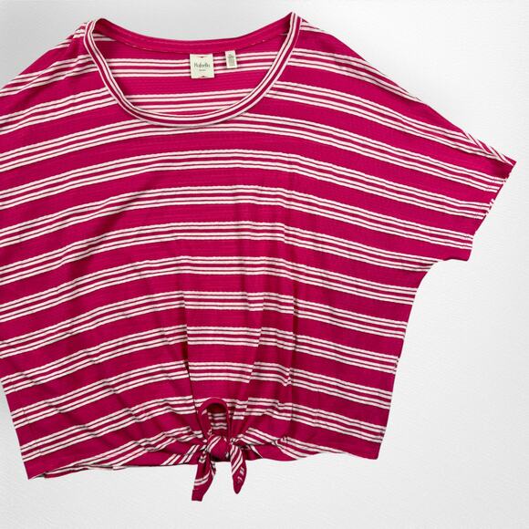 Rafaella‎ Sport Women's Striped Dolan Sleeve Tie Knot Top Sie XL - Picture 2 of 4